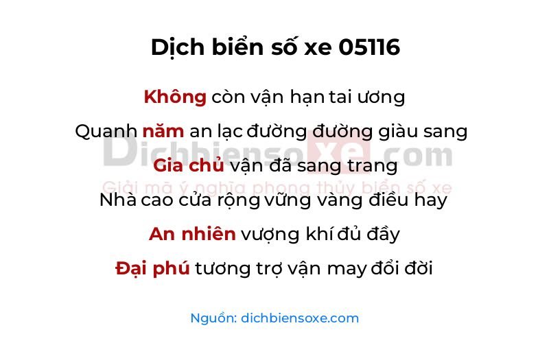 Dịch thơ biển số 05116