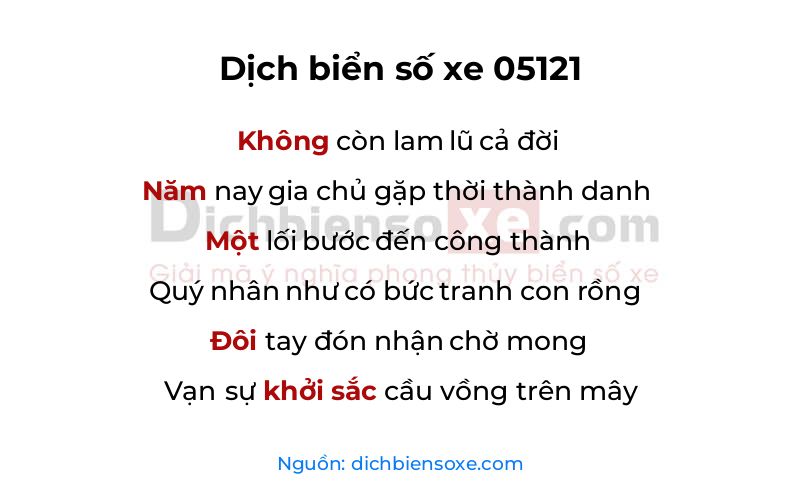 Dịch thơ biển số 05121