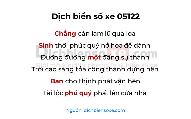 Dịch thơ biển số 05122