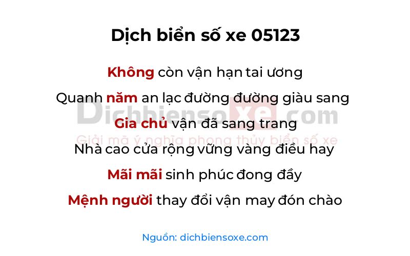 Dịch thơ biển số 05123