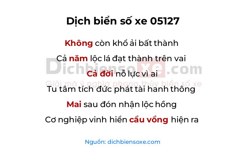 Dịch thơ biển số 05127
