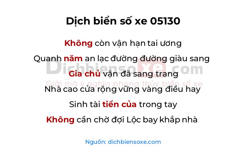 Dịch thơ biển số 05130