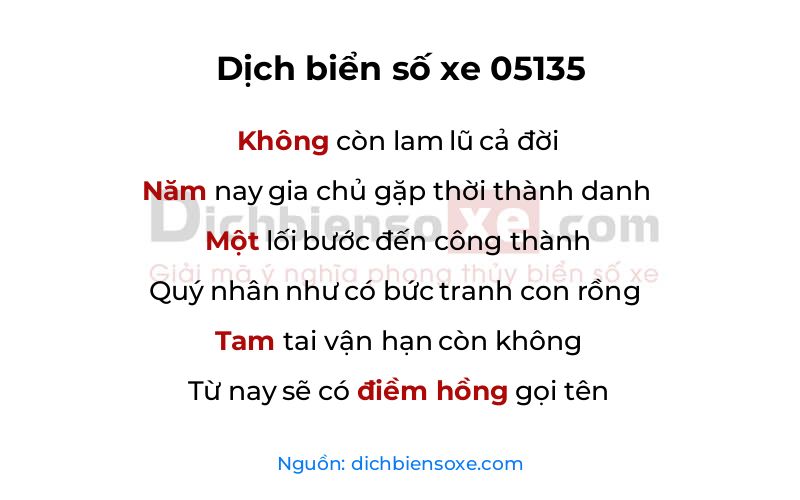 Dịch thơ biển số 05135