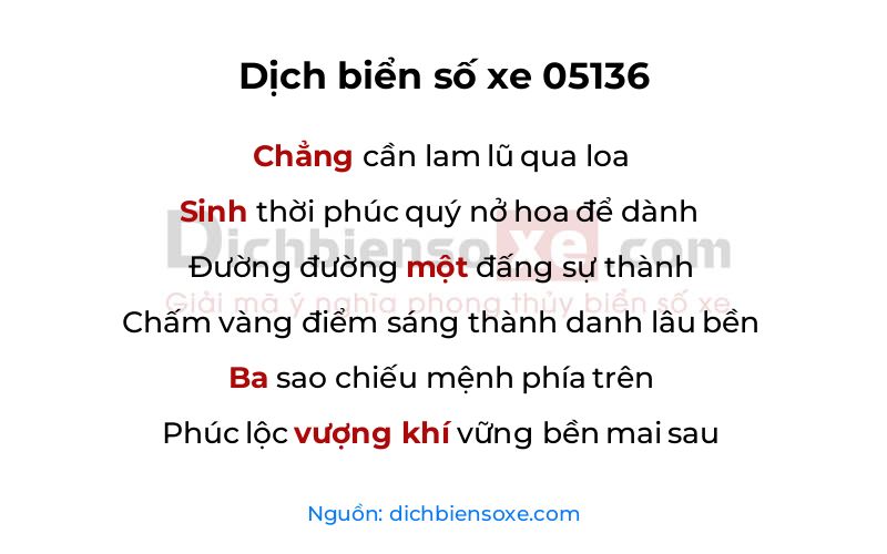 Dịch thơ biển số 05136