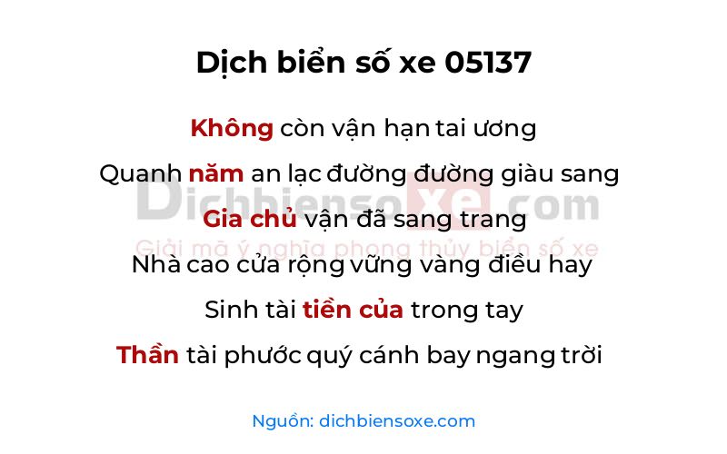 Dịch thơ biển số 05137