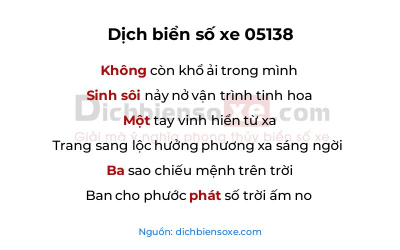 Dịch thơ biển số 05138