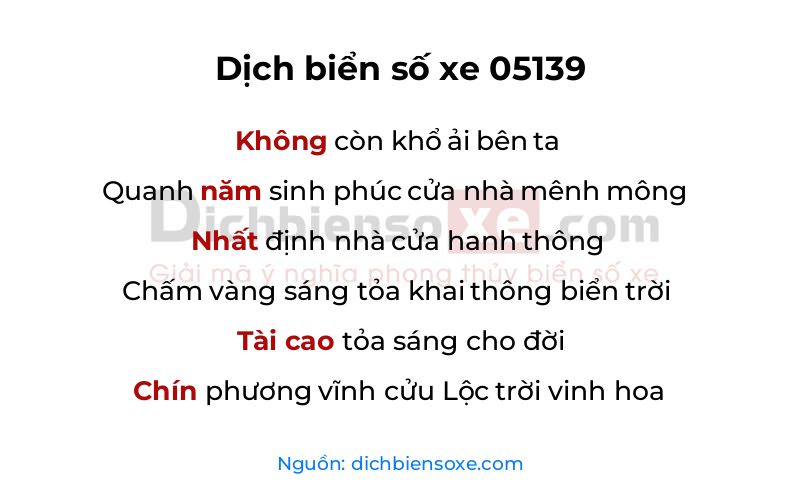 Dịch thơ biển số 05139