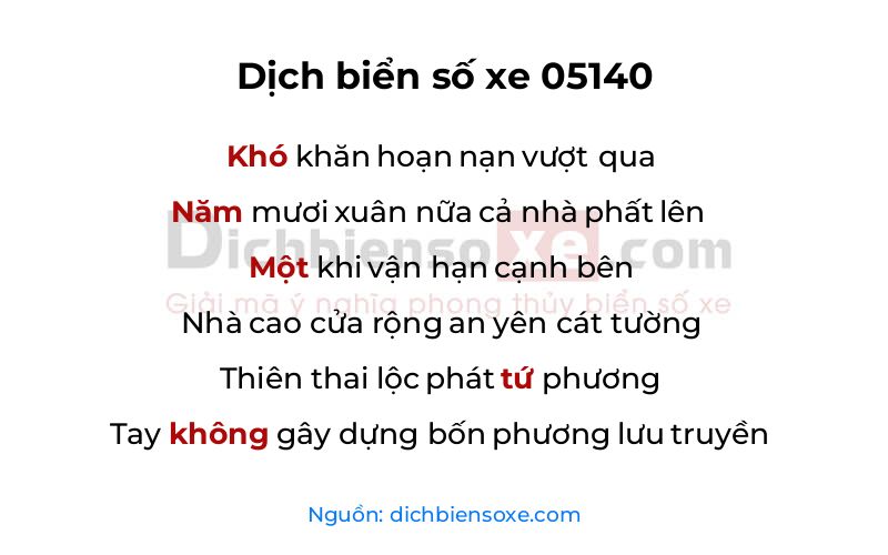Dịch thơ biển số 05140