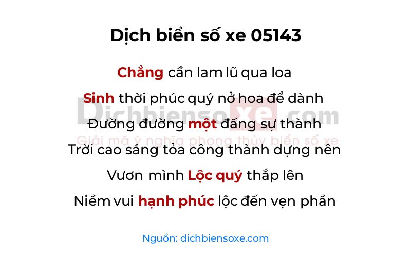 Dịch thơ biển số 05143
