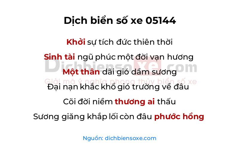 Dịch thơ biển số 05144