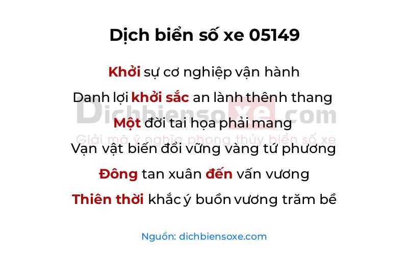 Dịch thơ biển số 05149