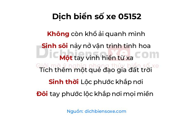 Dịch thơ biển số 05152