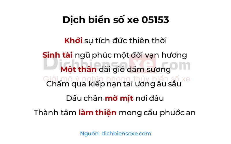 Dịch thơ biển số 05153