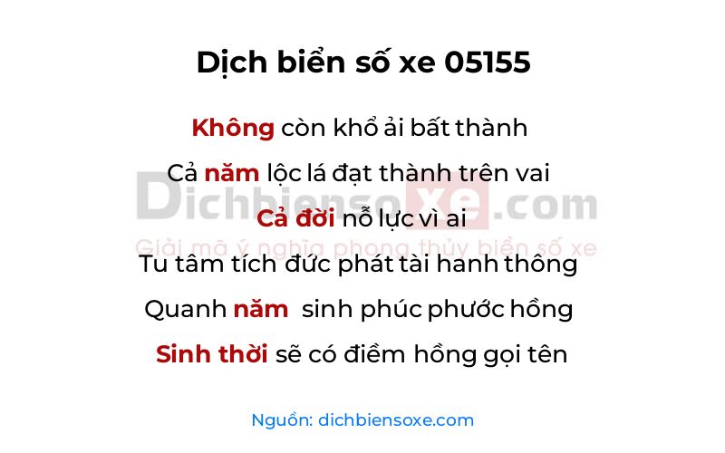 Dịch thơ biển số 05155