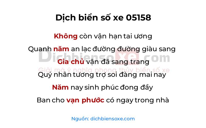 Dịch thơ biển số 05158