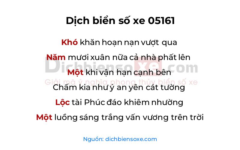 Dịch thơ biển số 05161