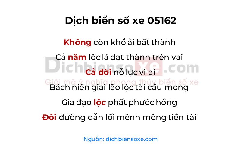 Dịch thơ biển số 05162