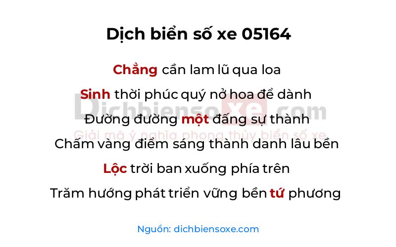 Dịch thơ biển số 05164