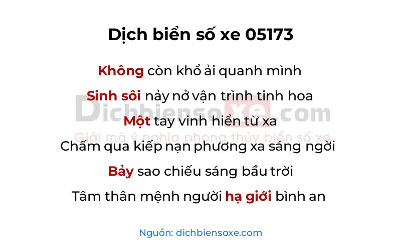 Dịch thơ biển số 05173