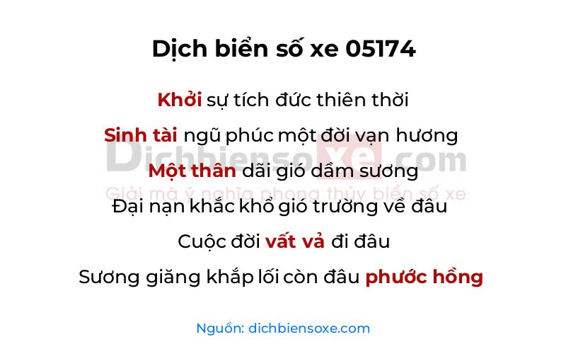 Dịch thơ biển số 05174