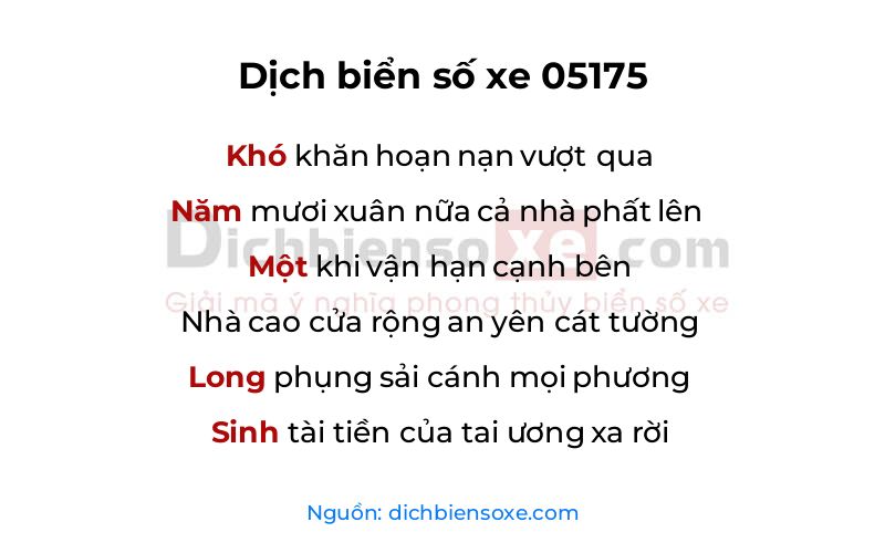 Dịch thơ biển số 05175