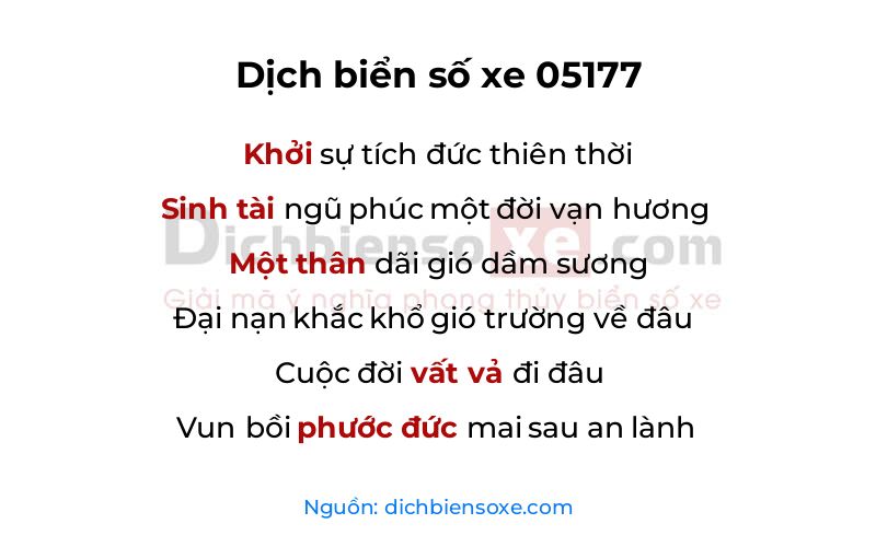 Dịch thơ biển số 05177