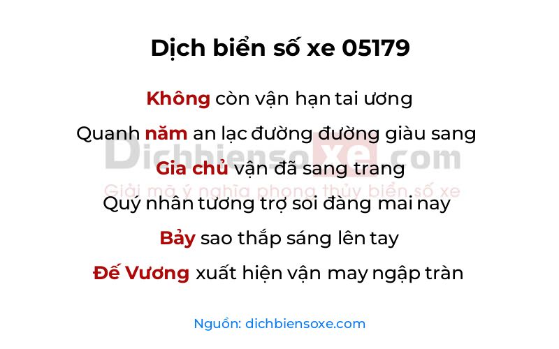 Dịch thơ biển số 05179