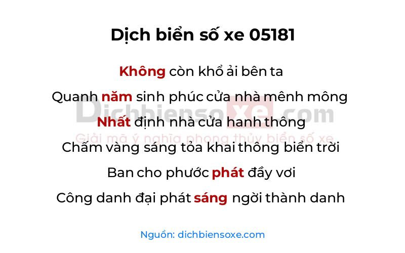 Dịch thơ biển số 05181