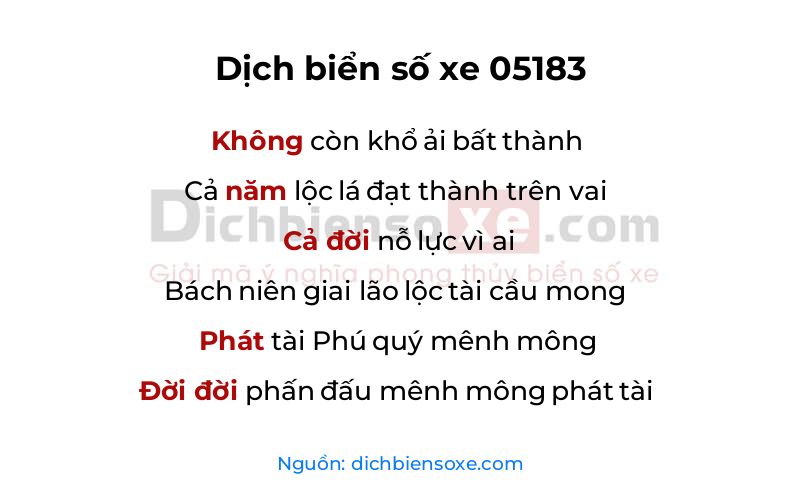 Dịch thơ biển số 05183