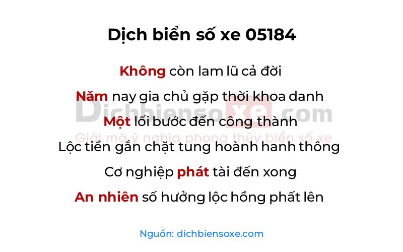 Dịch thơ biển số 05184