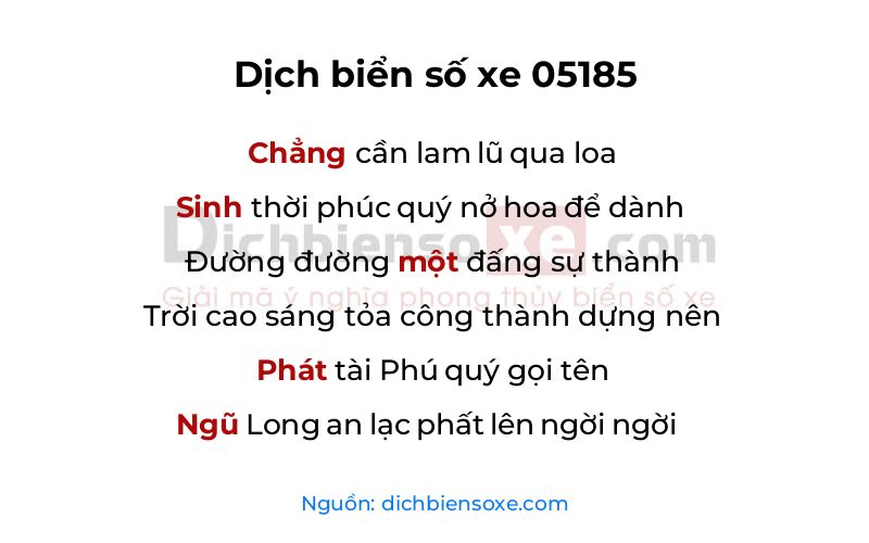 Dịch thơ biển số 05185