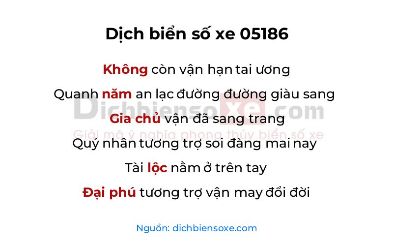 Dịch thơ biển số 05186