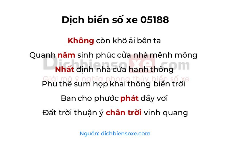 Dịch thơ biển số 05188