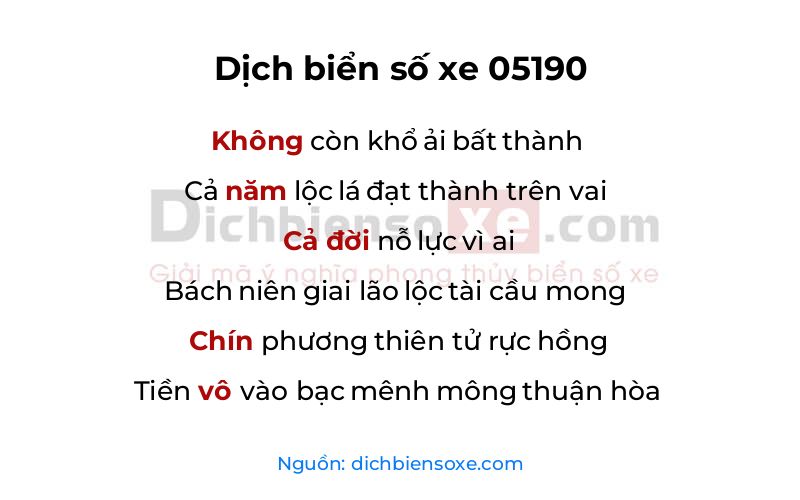 Dịch thơ biển số 05190