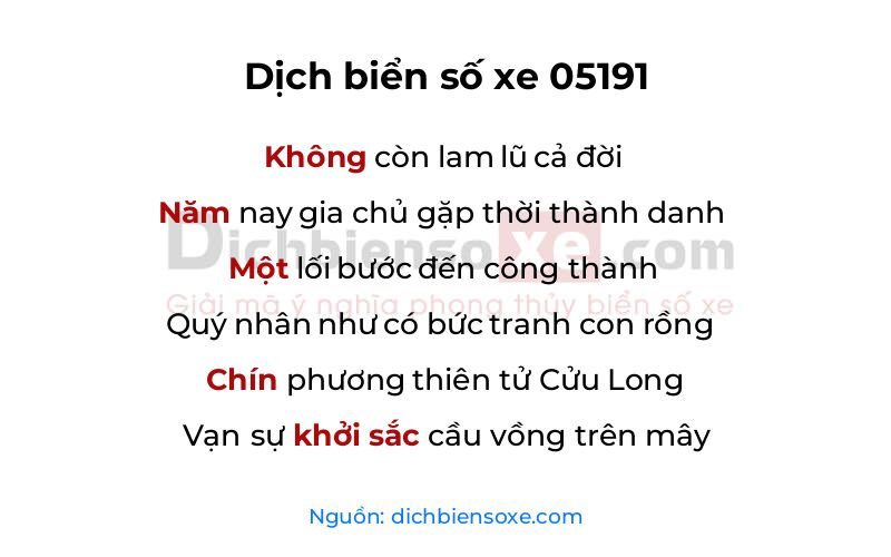 Dịch thơ biển số 05191
