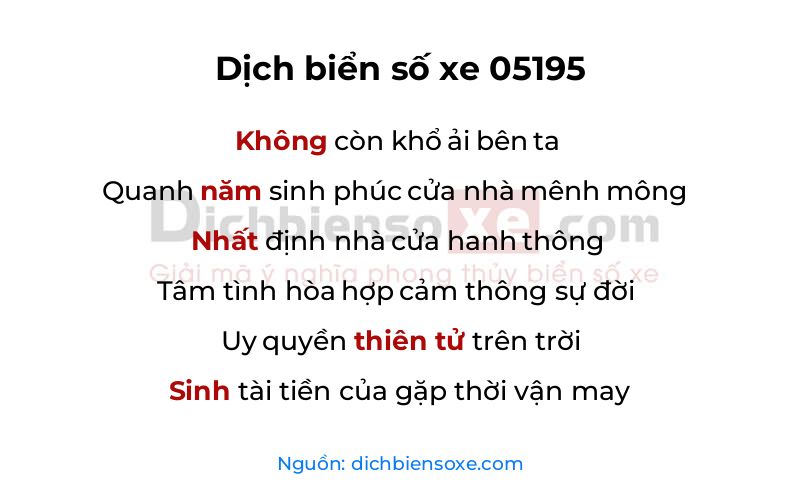 Dịch thơ biển số 05195