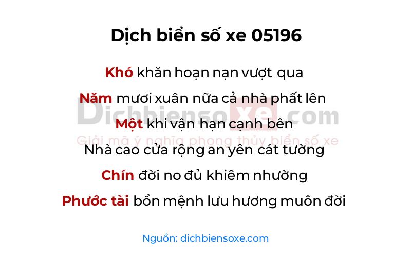 Dịch thơ biển số 05196