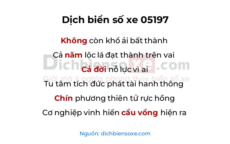 Dịch thơ biển số 05197