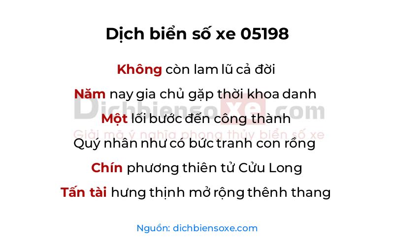Dịch thơ biển số 05198