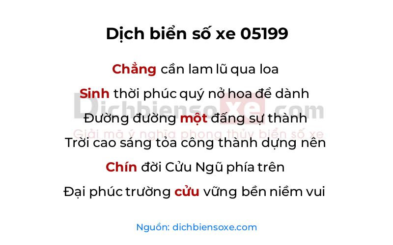 Dịch thơ biển số 05199