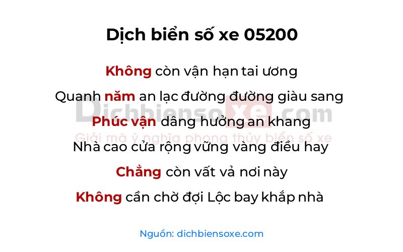 Dịch thơ biển số 05200
