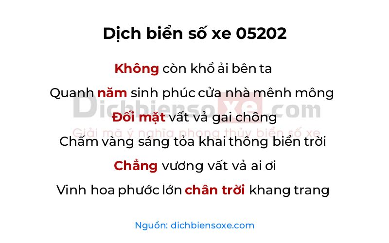 Dịch thơ biển số 05202