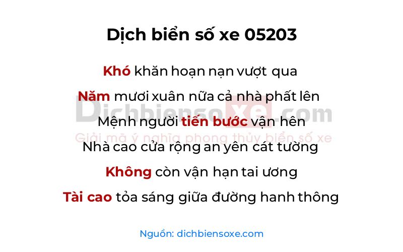 Dịch thơ biển số 05203