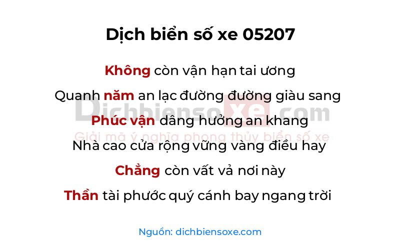 Dịch thơ biển số 05207