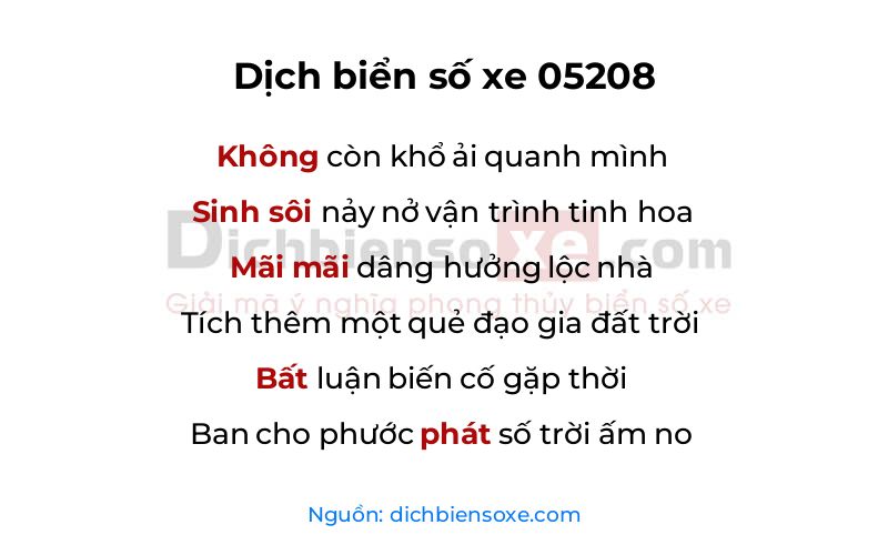 Dịch thơ biển số 05208