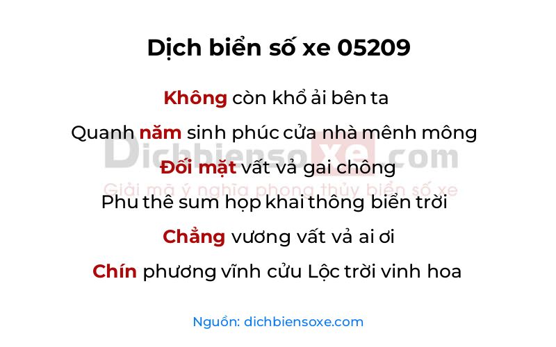 Dịch thơ biển số 05209