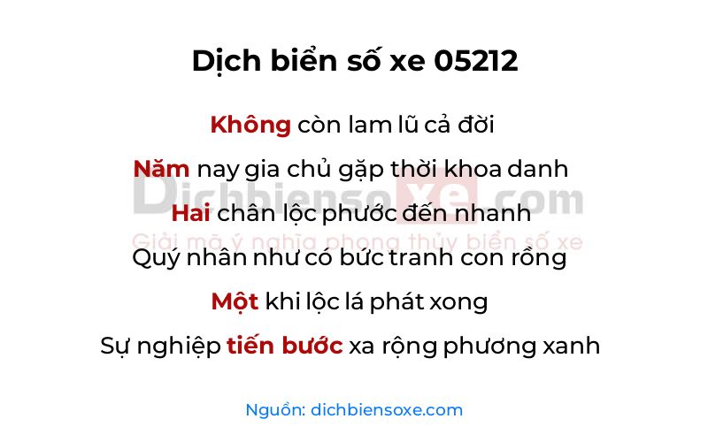 Dịch thơ biển số 05212