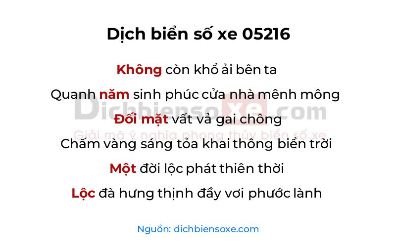 Dịch thơ biển số 05216