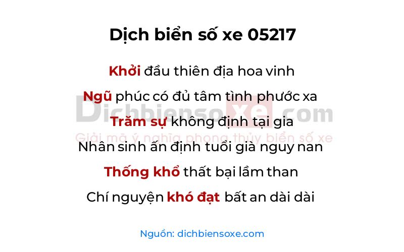 Dịch thơ biển số 05217