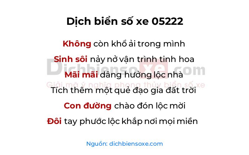 Dịch thơ biển số 05222